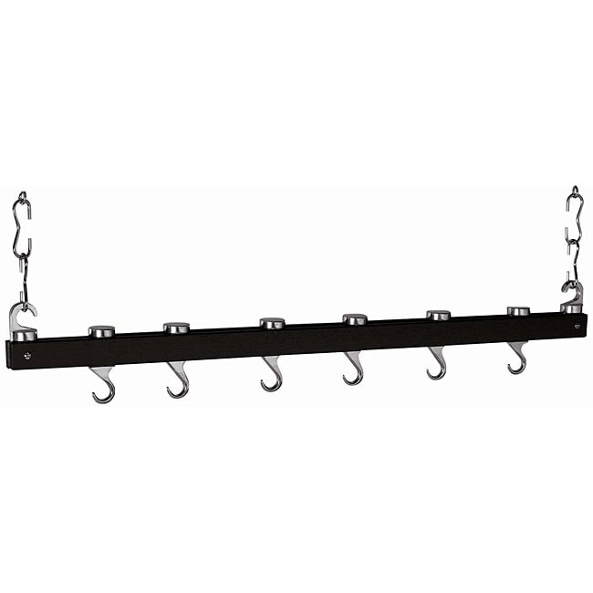 Dark Grey Wood 36 Inch Ceiling Kitchen Rack L11463526 