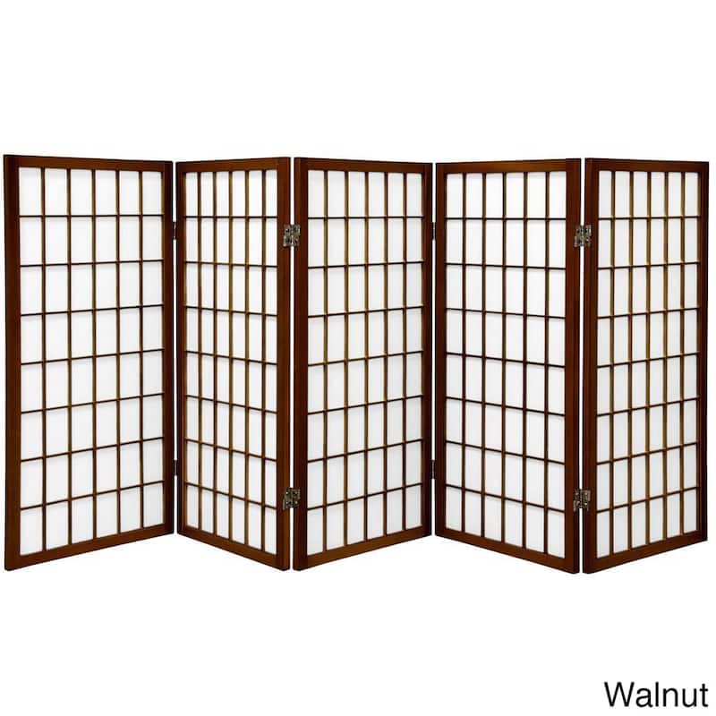 3 ft Handmade Wood/ Paper Panel Miniature Windowpane Shoji Screen (China) - Walnut - 3 Panel