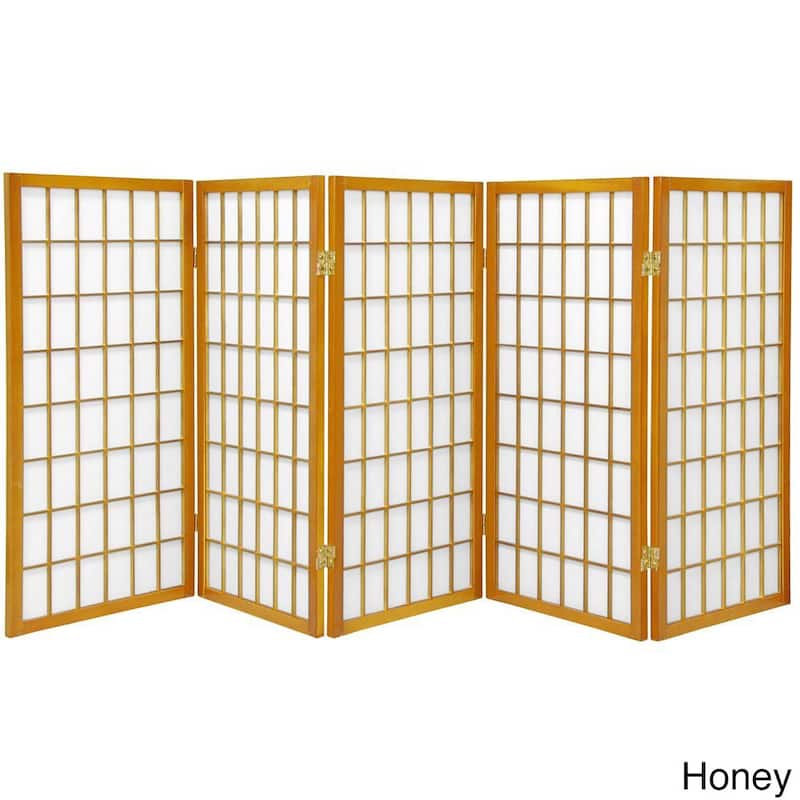 3 ft Handmade Wood/ Paper Panel Miniature Windowpane Shoji Screen (China) - Honey - 3 Panel