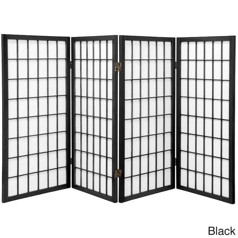 3 ft Handmade Wood/ Paper Panel Miniature Windowpane Shoji Screen (China) - Black - 3 Panel