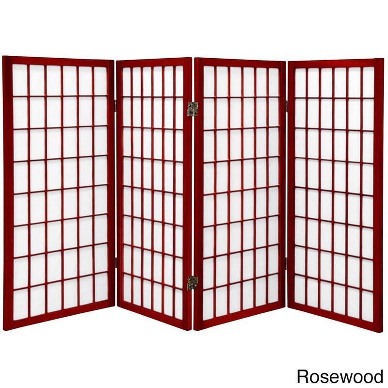 3 ft Handmade Wood/ Paper Panel Miniature Windowpane Shoji Screen (China) - Rosewood - 3 Panel