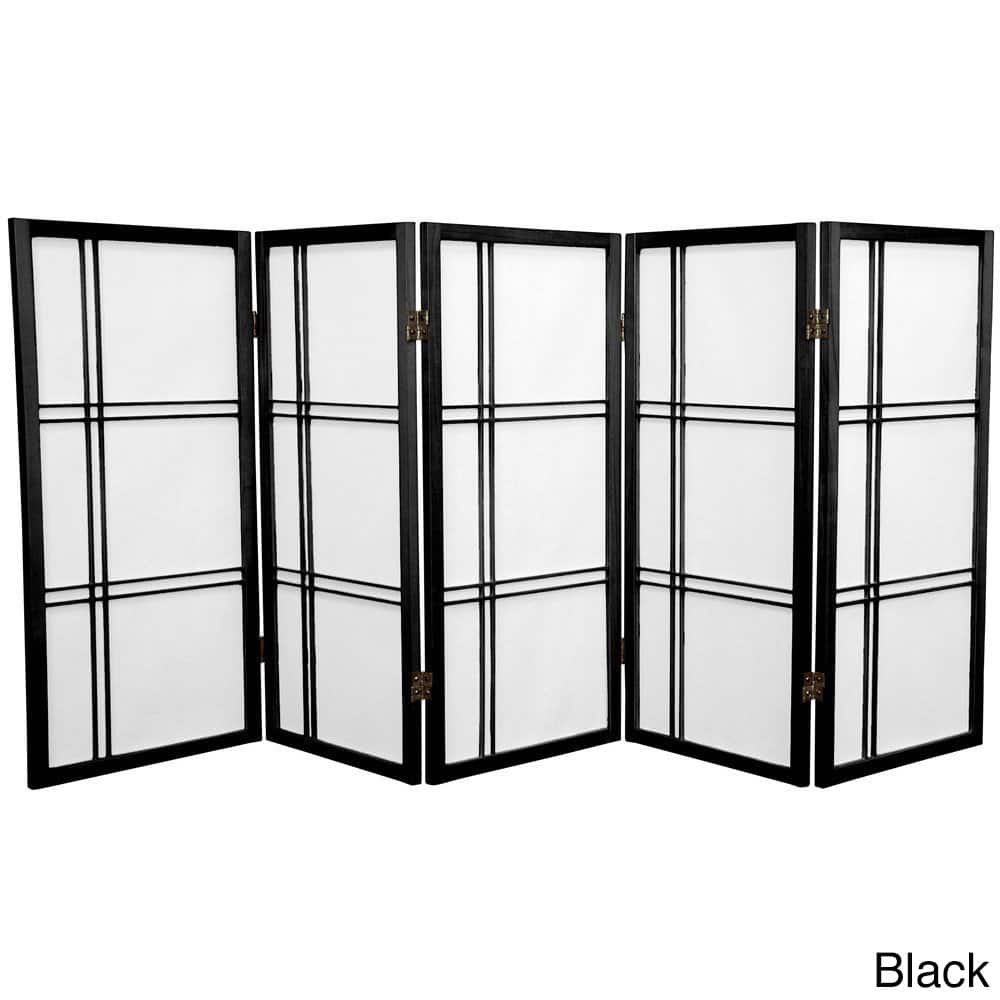 Handmade 3' Wood and Rice Paper Double Cross Shoji Screen