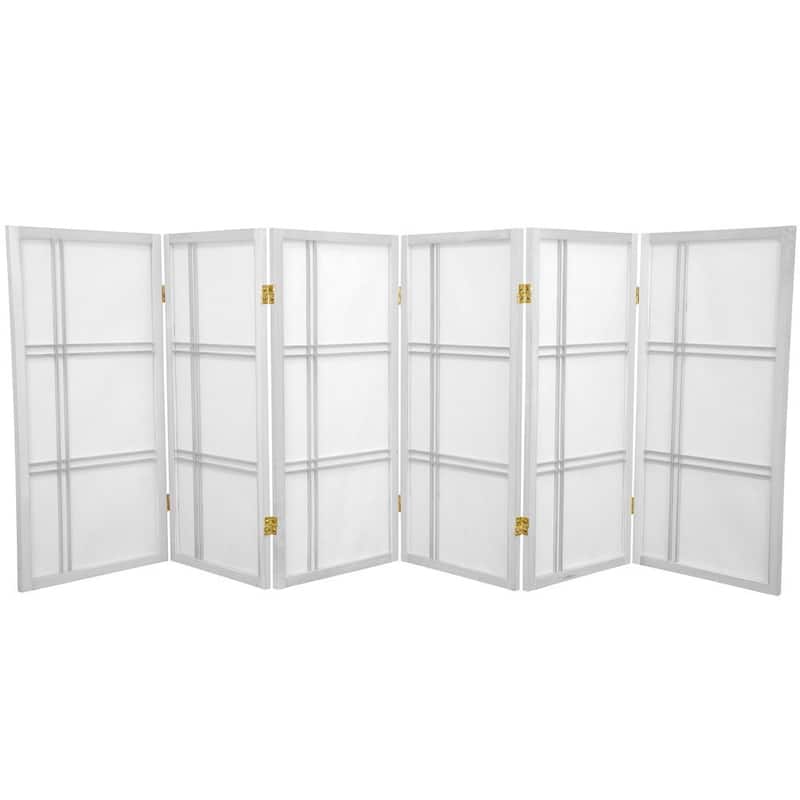 Handmade 3' Wood and Rice Paper Double Cross Shoji Screen