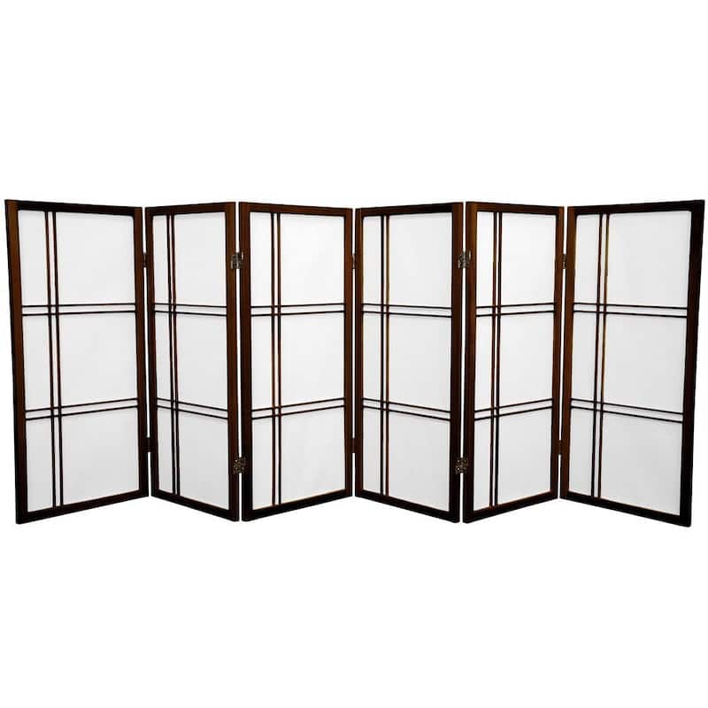 Handmade 3' Wood and Rice Paper Double Cross Shoji Screen