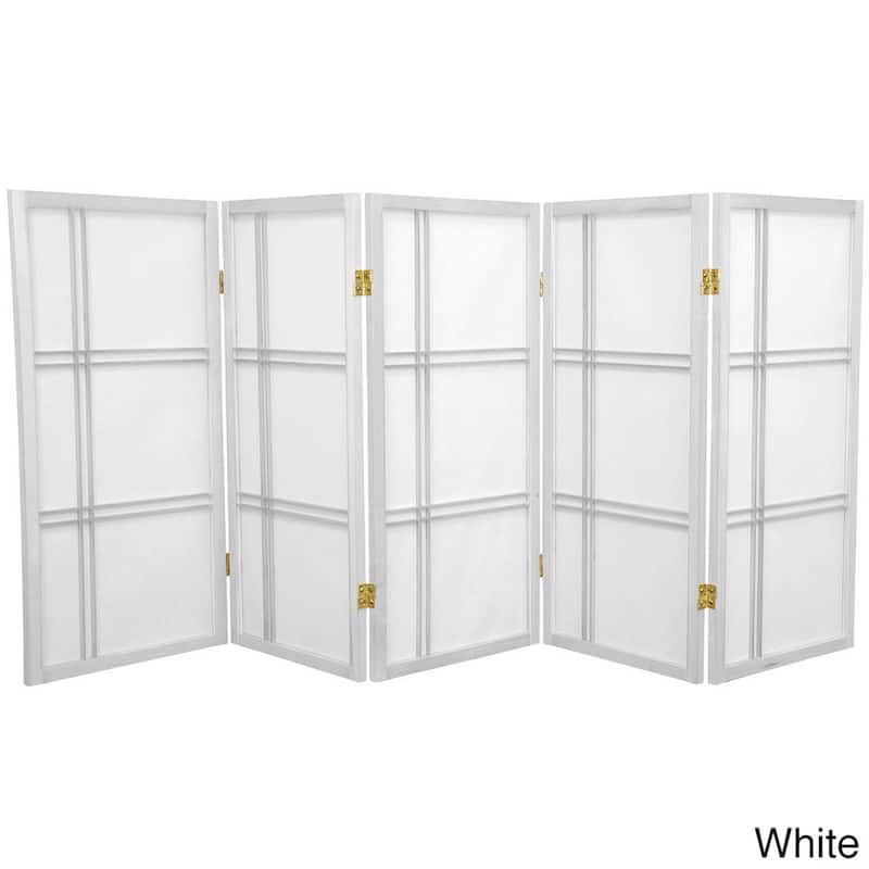 Handmade 3' Wood and Rice Paper Double Cross Shoji Screen - 3 Panel White