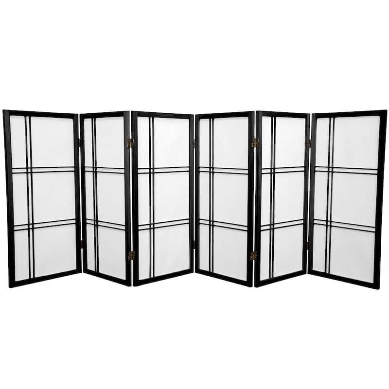 Handmade 3' Wood and Rice Paper Double Cross Shoji Screen