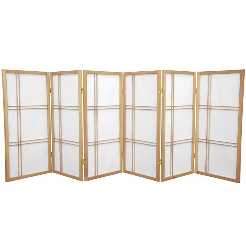 Handmade 3' Wood and Rice Paper Double Cross Shoji Screen