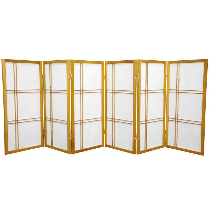 Handmade 3' Wood and Rice Paper Double Cross Shoji Screen