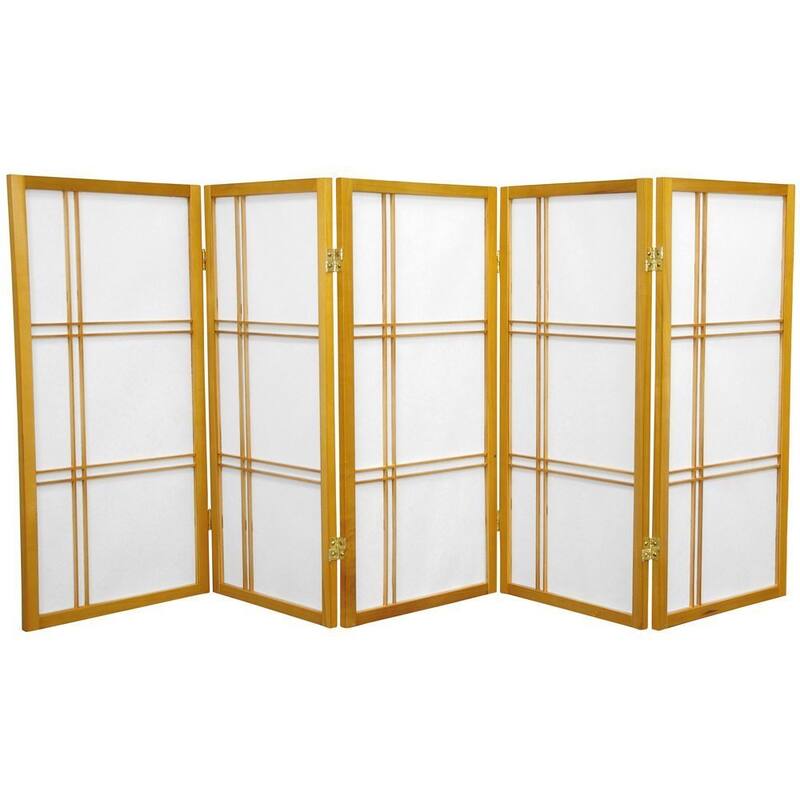 Handmade 3' Wood and Rice Paper Double Cross Shoji Screen