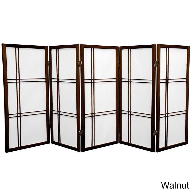 Handmade 3' Wood and Rice Paper Double Cross Shoji Screen - 3 Panel Walnut