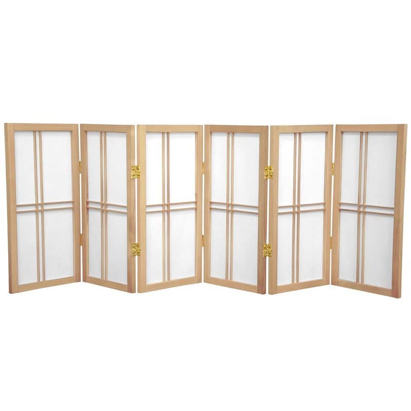 2 ft. tall Handmade Wood and Rice Paper Double Cross Shoji Screen