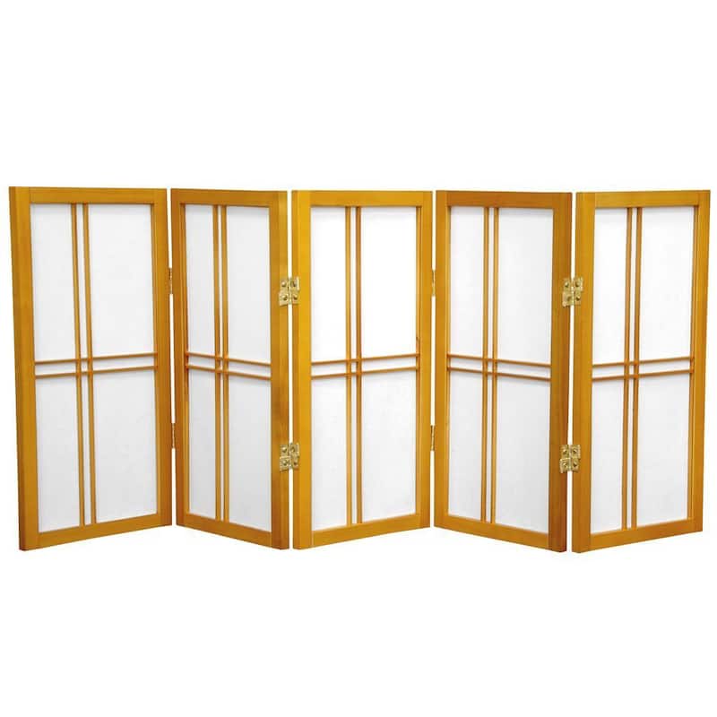 2 ft. tall Handmade Wood and Rice Paper Double Cross Shoji Screen