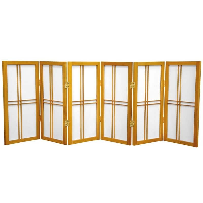 2 ft. tall Handmade Wood and Rice Paper Double Cross Shoji Screen