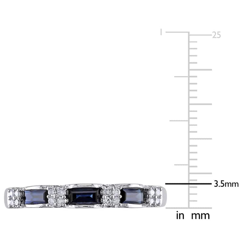 Miadora 10k White Gold Sapphire and 1/10ct TDW Diamond Ring (H-I, I1-I2)