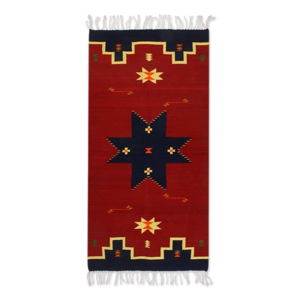 Handmade Universe Star Zapotec Wool Rug 2'5 x 5' (Mexico) - 2'5 x 5'