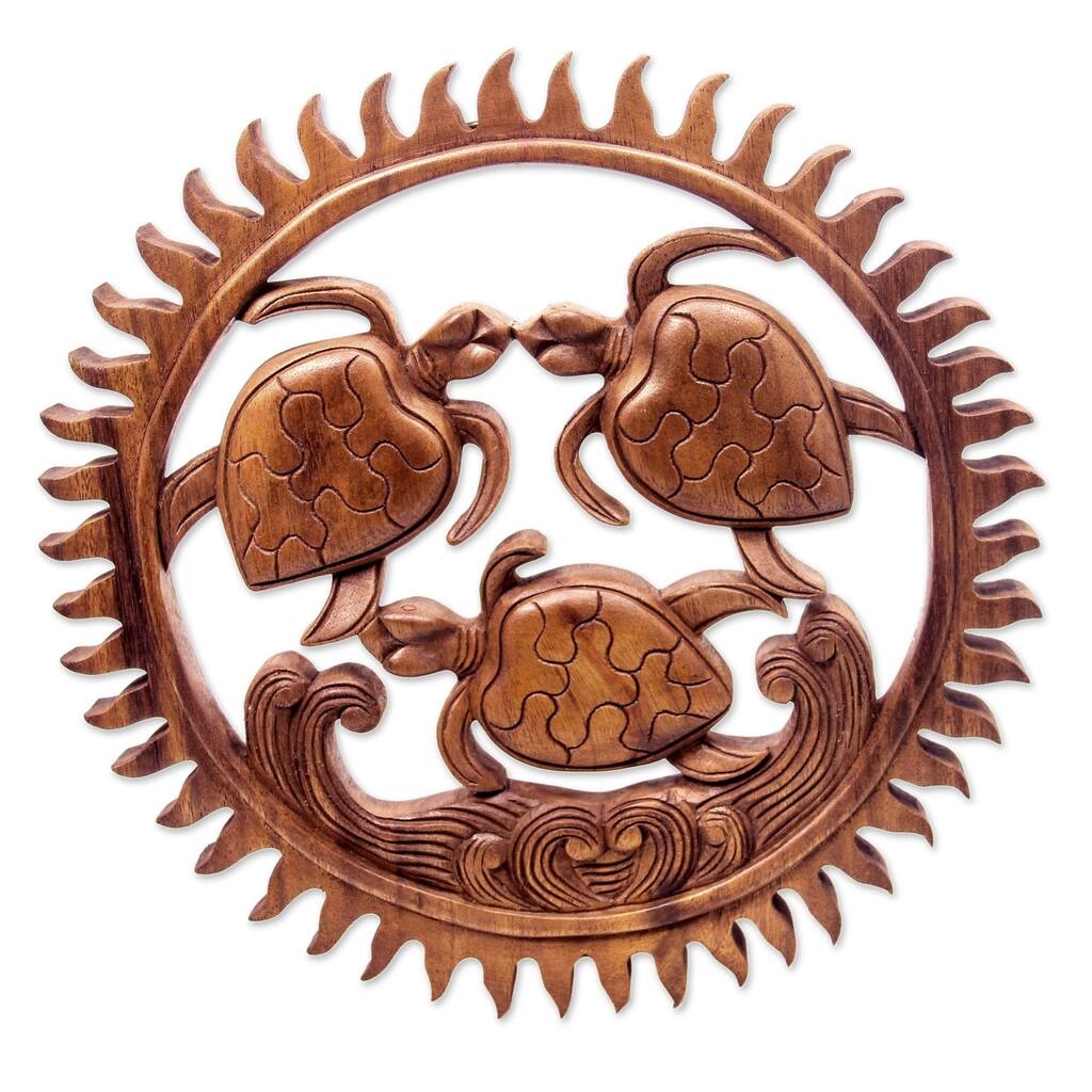 Wood 'Baby Turtles' Relief Panel