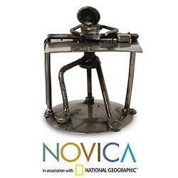 Handmade Iron 'Rustic Architect' Statue (Mexico)