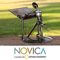 Handmade Iron 'Rustic Architect' Statue (Mexico)