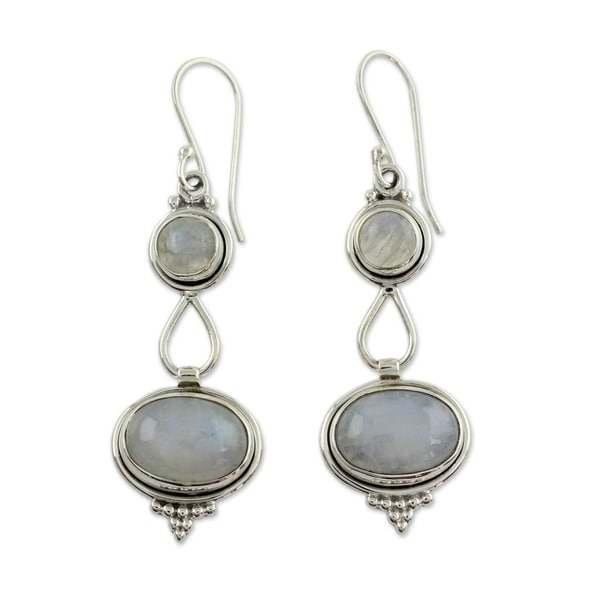 Sterling Silver Goddesses Moonstone Earrings (India)  