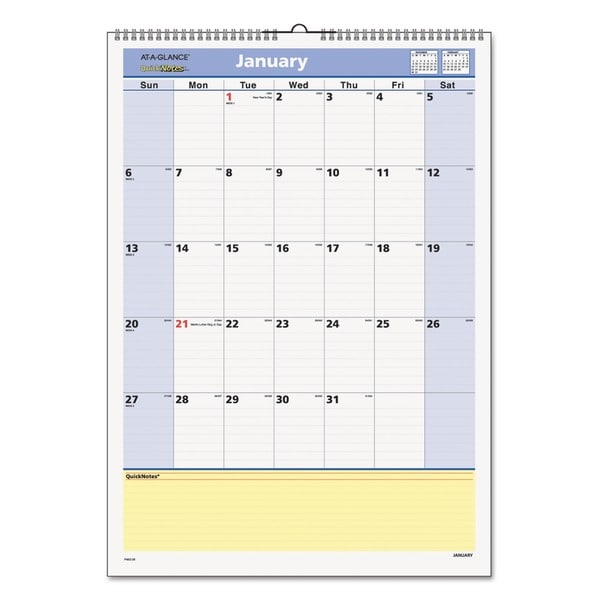 AT A GLANCE QuickNotes 2016 Wall Calendar