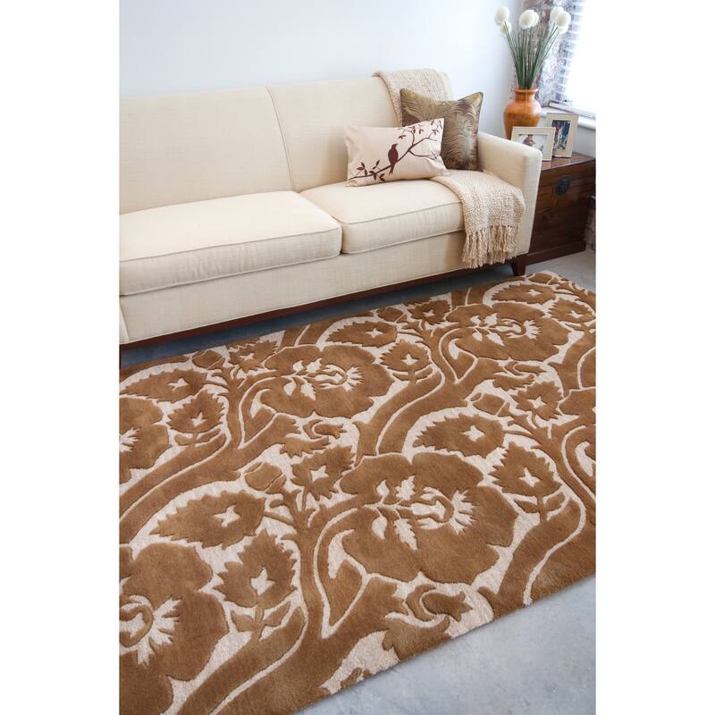Hand-tufted Leuven Wool Area Rug - 9' x 13' - 9' x 13' - 9' x 13' - Brown