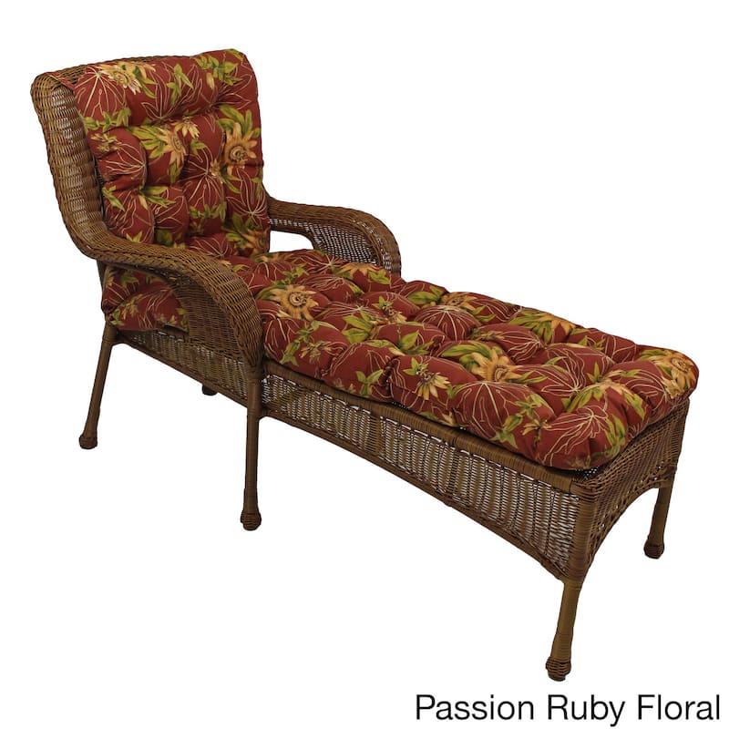 Blazing Needles All-Weather Outdoor Chaise Lounge Cushion - Passion Ruby