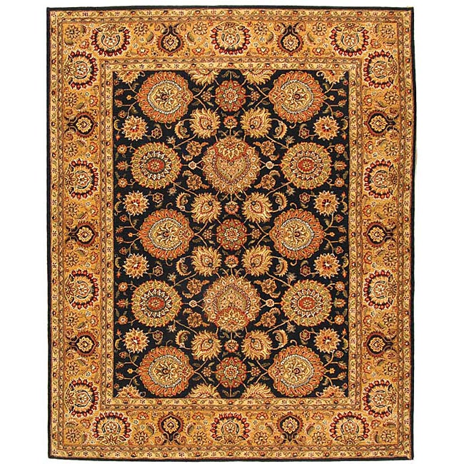 Handmade Legacy Navy/ Light Gold Wool And Silk Rug (86 X 116) (BluePattern OrientalMeasures 0.5 inch thickTip We recommend the use of a non skid pad to keep the rug in place on smooth surfaces.All rug sizes are approximate. Due to the difference of moni