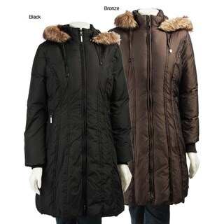 anne klein down coat with faux fur