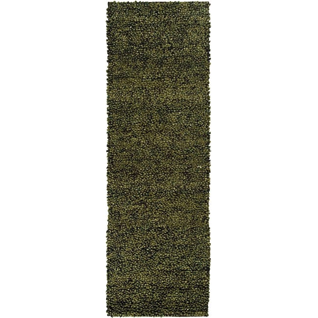 Hand woven Earthtone Felted Wool Rug (26 X 8)