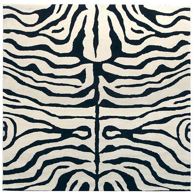 Safavieh Handmade Soho Zebra Ivory/ Black New Zealand Wool Rug - 6' x 6' Square