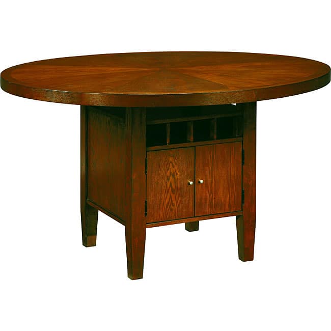 Round Counter Height Dining Table with Wine Storage Base