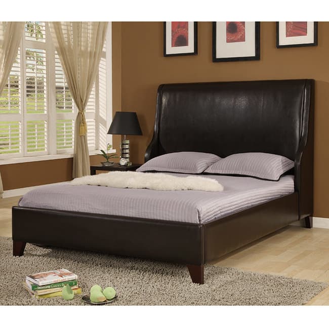 Synthetic Leather King-size Wingback Bed