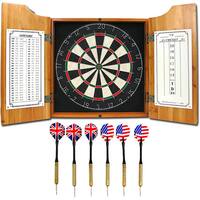 All American Solid Pine Dart Board and Cabinet