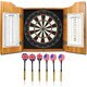All American Solid Pine Dart Board and Cabinet - Thumbnail 0