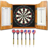 All American Solid Pine Dart Board and Cabinet