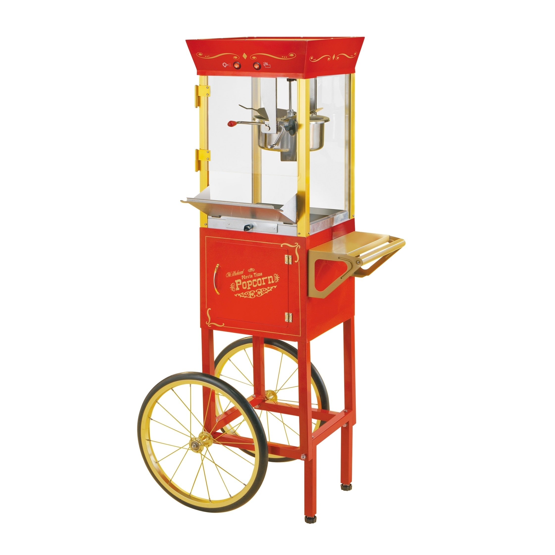 Superior Popcorn Company Movie Night Popcorn Popper Machine with Cart (8 oz, Red)