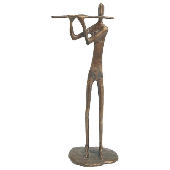 Flute Player Cast Bronze Sculpture