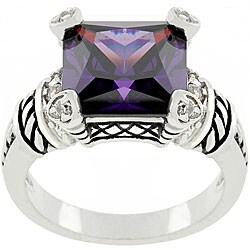Kate Bissett White Goldplated Metal Purple CZ Ring