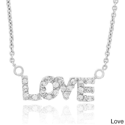 Icz Stonez Sterling Silver Cubic Zirconia 'Love' Necklace