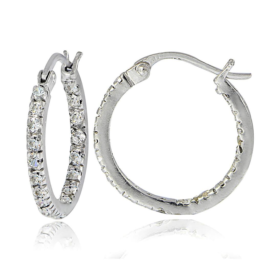 Icz Stonez Sterling Silver Cubic Zirconia Inside-out Hoop Earrings