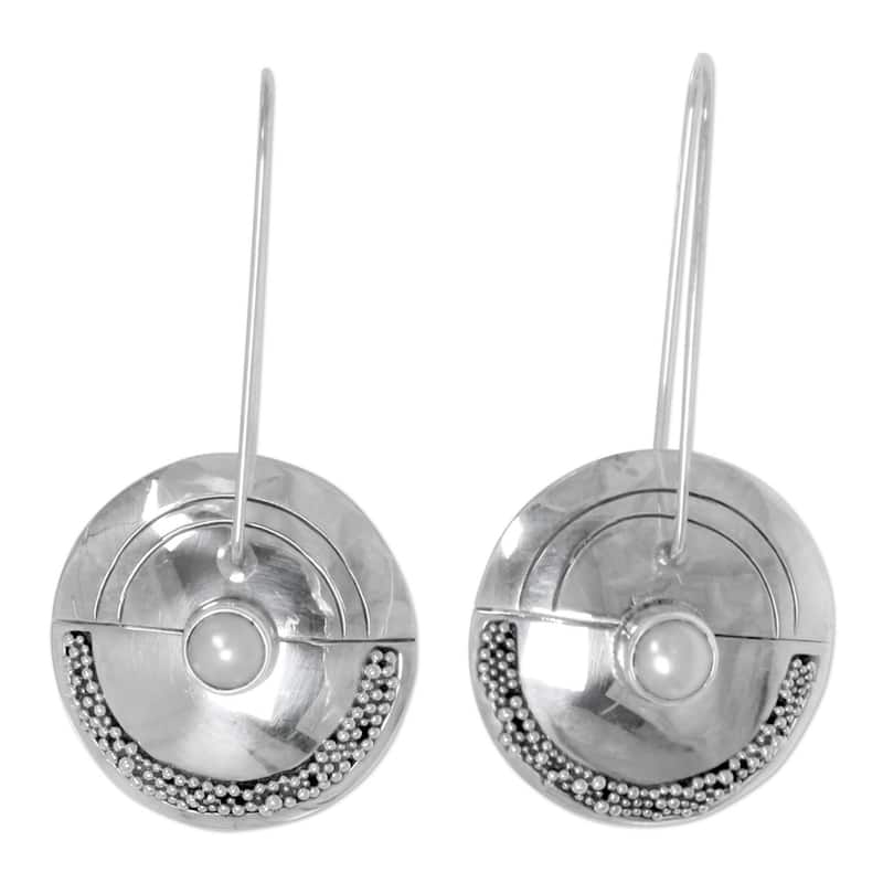 NOVICA Handmade Moonlight Sand Unique Freshwater Pearl Earrings (Indonesia)
