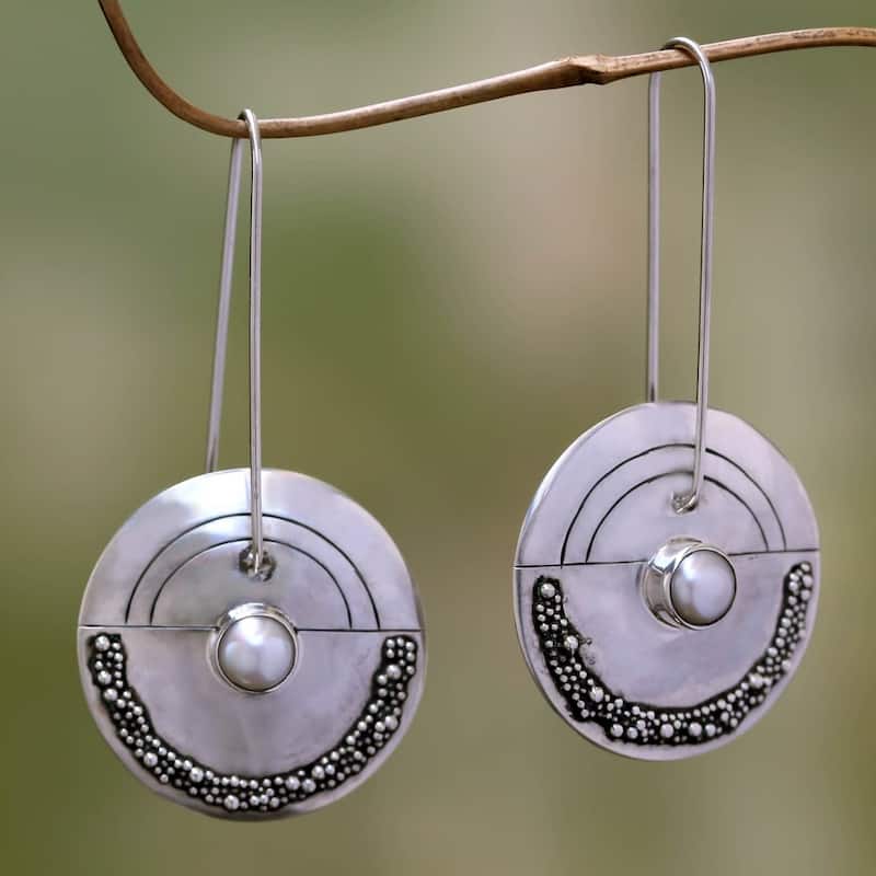 NOVICA Handmade Moonlight Sand Unique Freshwater Pearl Earrings (Indonesia)