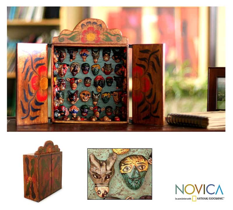 Wood 'Mask Collection' Retablo - Brown