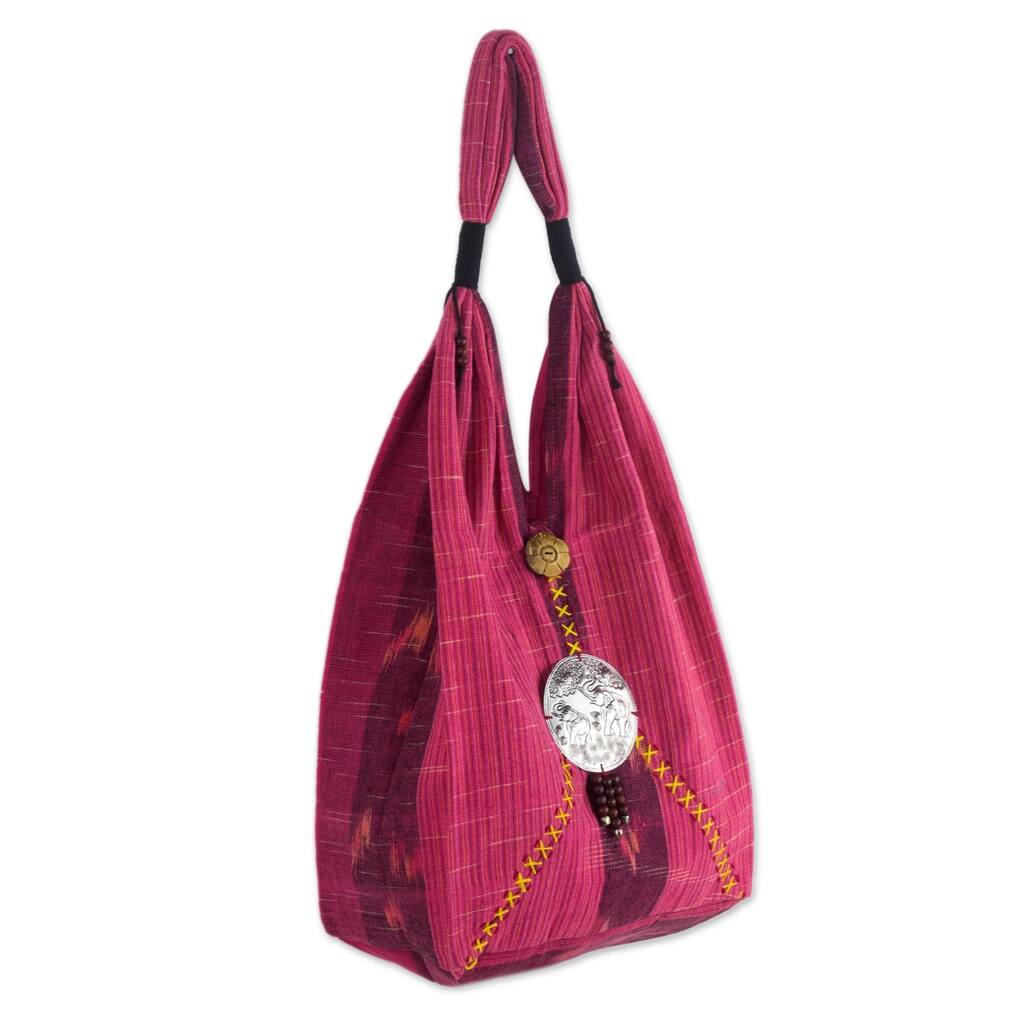 Cotton 'Hot Pink Thai' Shoulder Bag