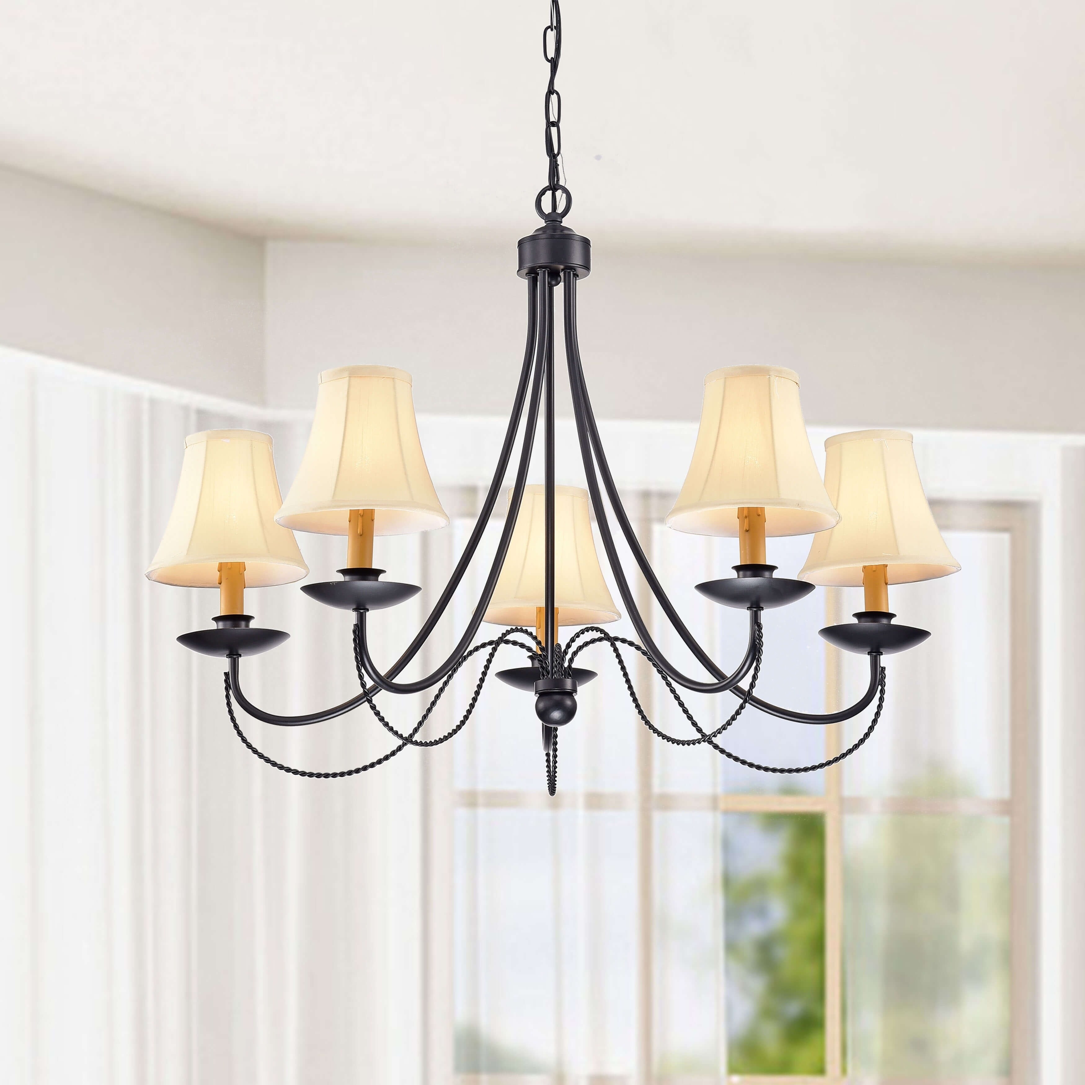 Black Iron 5-light Chandelier - Chandeliers For Bedrooms by Overstock.com