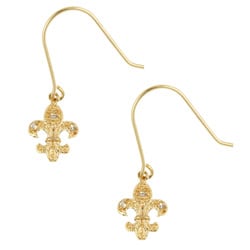 Icz Stonez 18k Gold/ Sterling Silver CZ Fleur De Lis Earrings