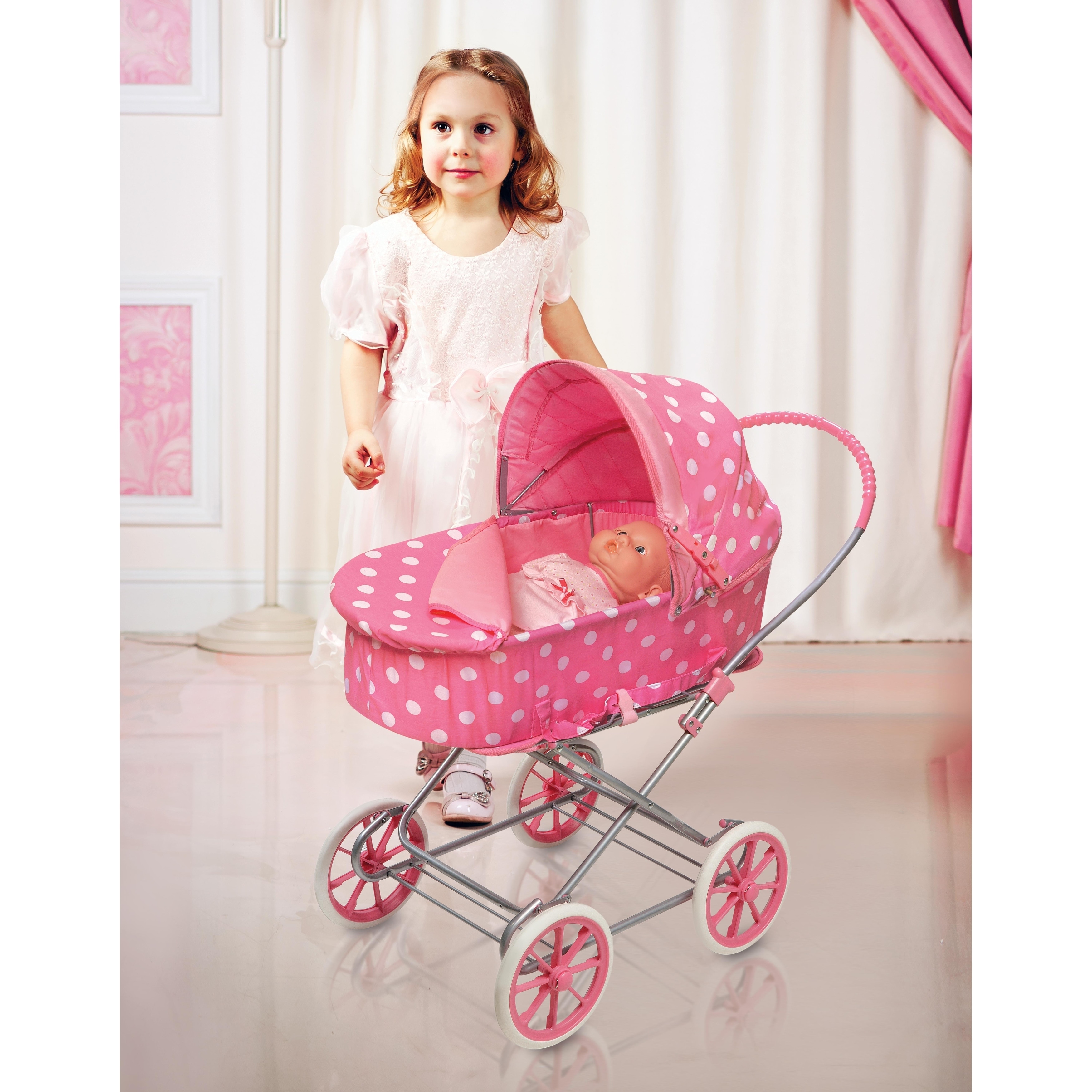 Badger Basket Just Like Mommy 3-in-1 Doll Pram/Carrier/Stroller -  Pink/Gingham 