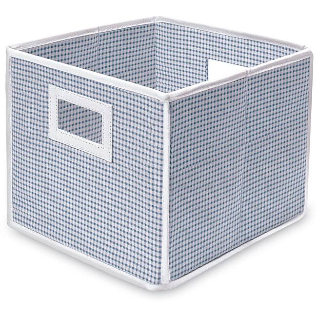 Blue Gingham Folding Storage Cubes (Pack of 3)