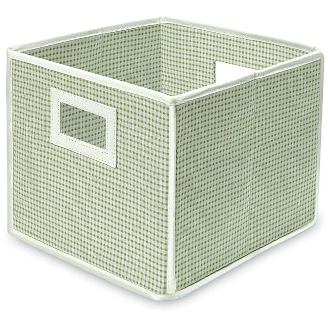 Folding Sage Gingham Storage Cubes (Pack of 3)