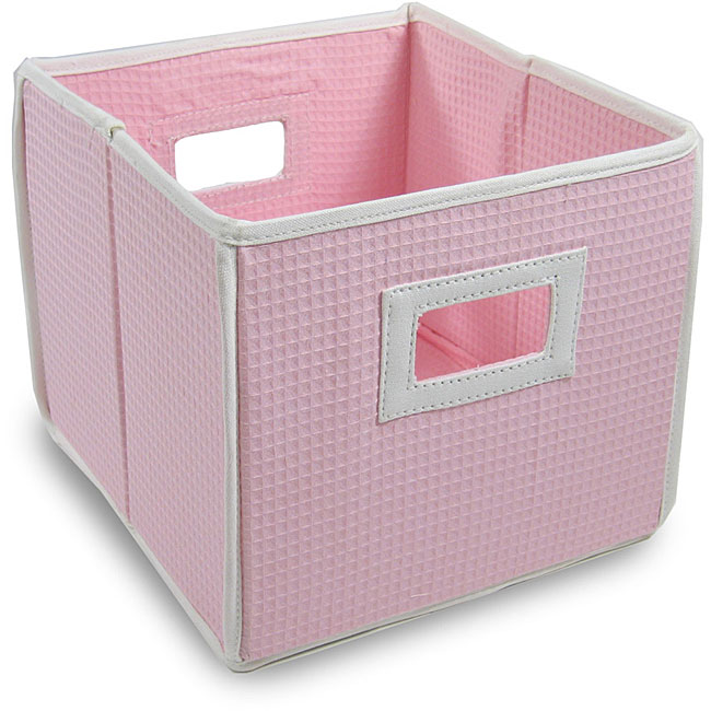 Shop Pink Waffle Folding Storage Cubes (Set of 3) On Sale Free